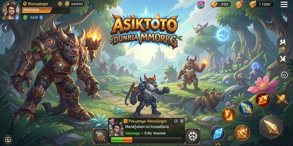 Tampilan gameplay ASIKTOTO dengan pertempuran seru dan karakter yang menarik.