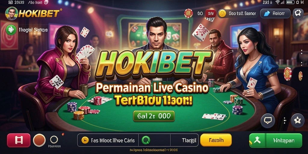 Screenshot HOKIBET menunjukkan dealer langsung dan permainan yang menarik.