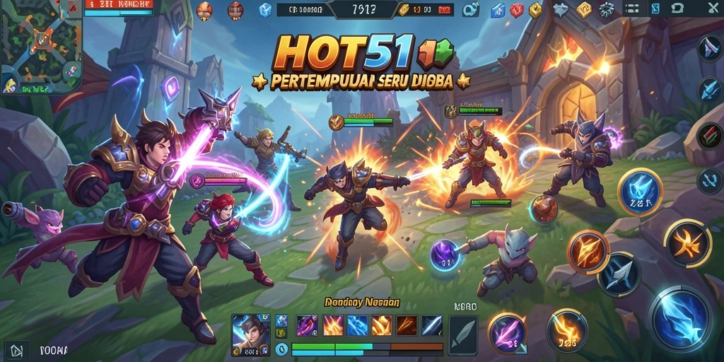 Tampilan gameplay seru dalam pertarungan tim di HOT51.