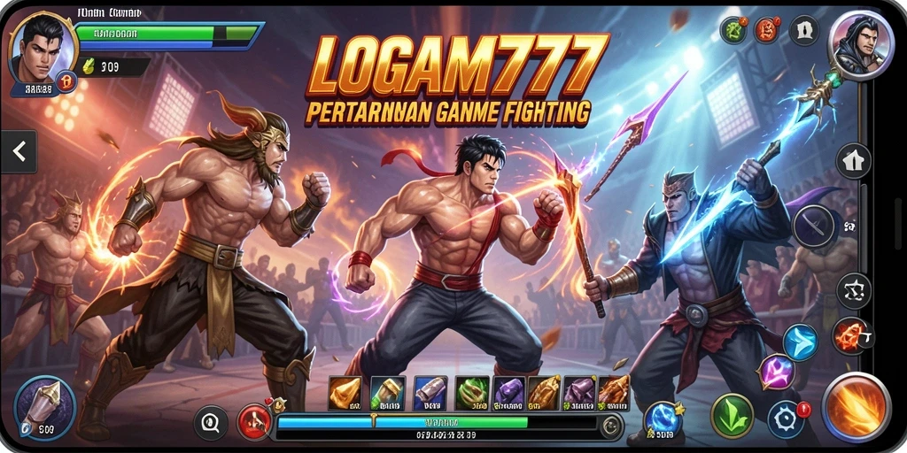 Screenshot LOGAM777 menunjukkan pertarungan seru dengan efek visual yang menakjubkan.