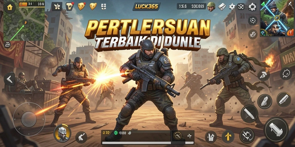 Tampilan aksi mendebarkan dari gameplay LUCK365 Battle Royale.