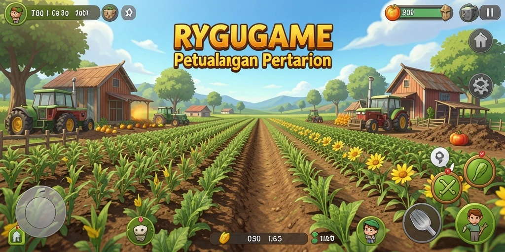 Tampilan gameplay RPGAME yang menampilkan petualangan bertani yang seru.