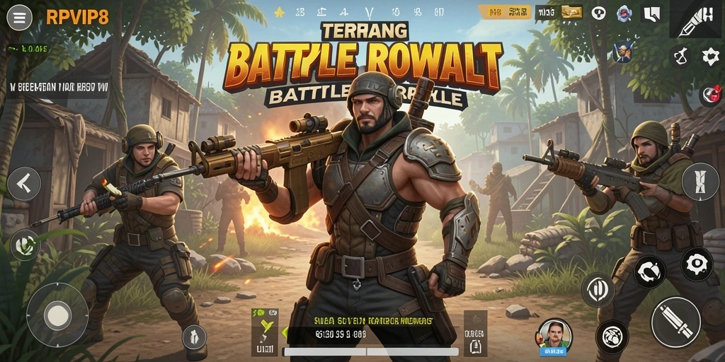 Screenshot gameplay RPVIP8 yang menunjukkan aksi Battle Royale yang seru.