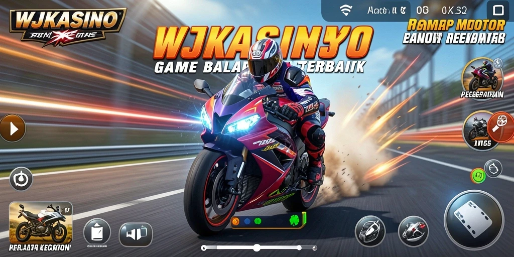 Screenshot gameplay WJKASINO yang menampilkan aksi balapan motor yang seru.