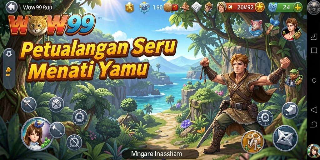 Tampilan gameplay seru dari WOW99 dengan karakter yang menjelajahi dunia petualangan.