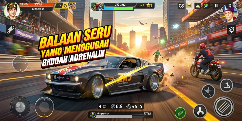 Gameplay balapan yang seru dan menegangkan di ZK9.